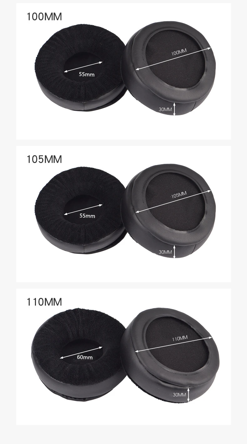 60mm 65mm 70mm -110mm Velour Memory Foam Earpad for Large Over The Ear Headphones for AKG for HifiMan ATH for SONY Headphones (9)
