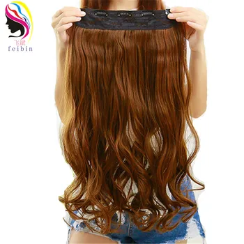 

Feibin Clips In Hair Extensions Long Wavy High Temperature Fiber Syntheti Hair Extension for Women
