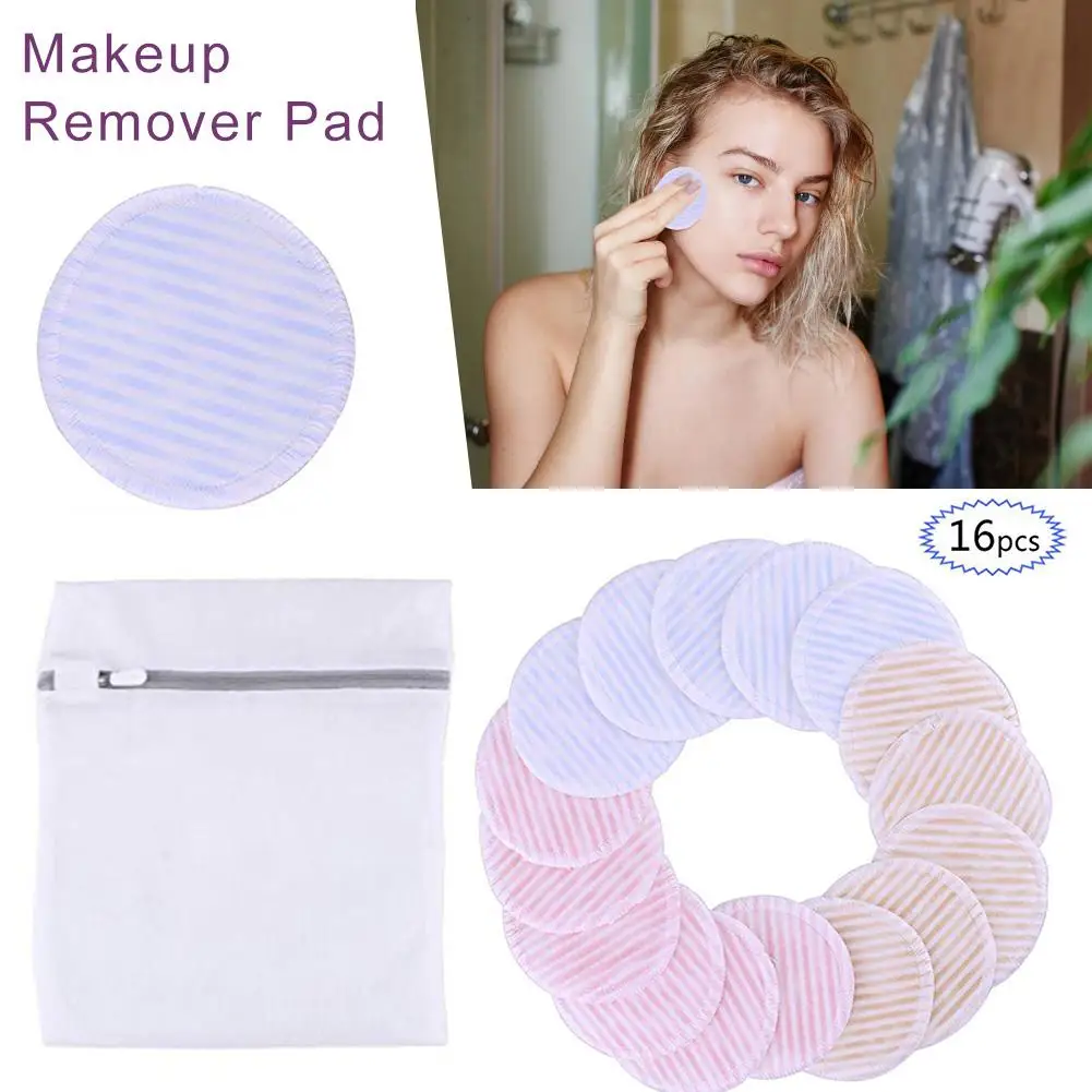 

16 Pcs/set Make Up Remover Pads Reusable Organic Cotton Pads With Laundry Bag Washable Cleansing Facial Makeup Tools