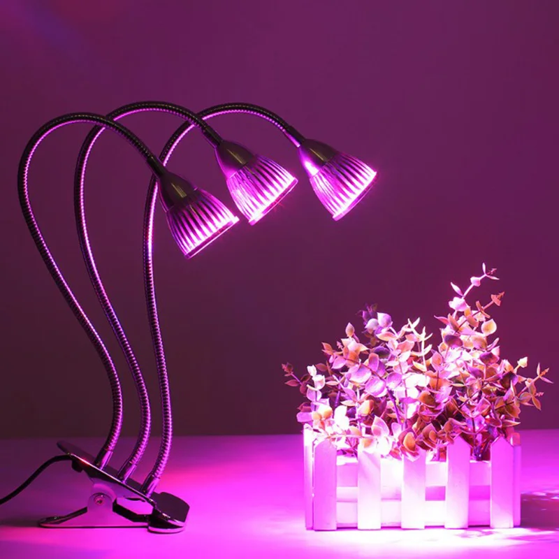 

Newest Dual/Three Head LED Grow Lamp Light Desk Clip Flexible Gooseneck Full Spectrum for Indoor Plants @8 JD9