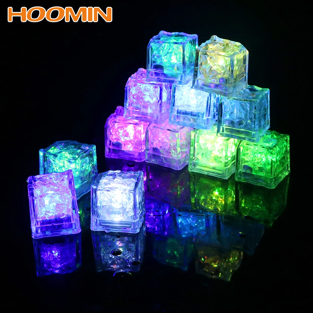 

HOOMIN 12 Pieces Wedding Festival Decor DIY Colorful Flash for KTV Bar Wine Barware Glowing Light Party Decoration LED Ice Cubes