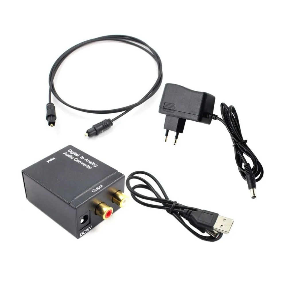 

Digital to Analog Audio Converter Adapter Optical Coaxial RCA Toslink Signal To Analog Audio Converter + Jack to 2 RCA + Charger