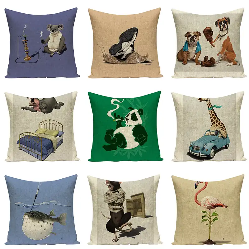 Cartoon Animal Cushion Covers Art Car Seat Accessories Sofa Home Textile Decor