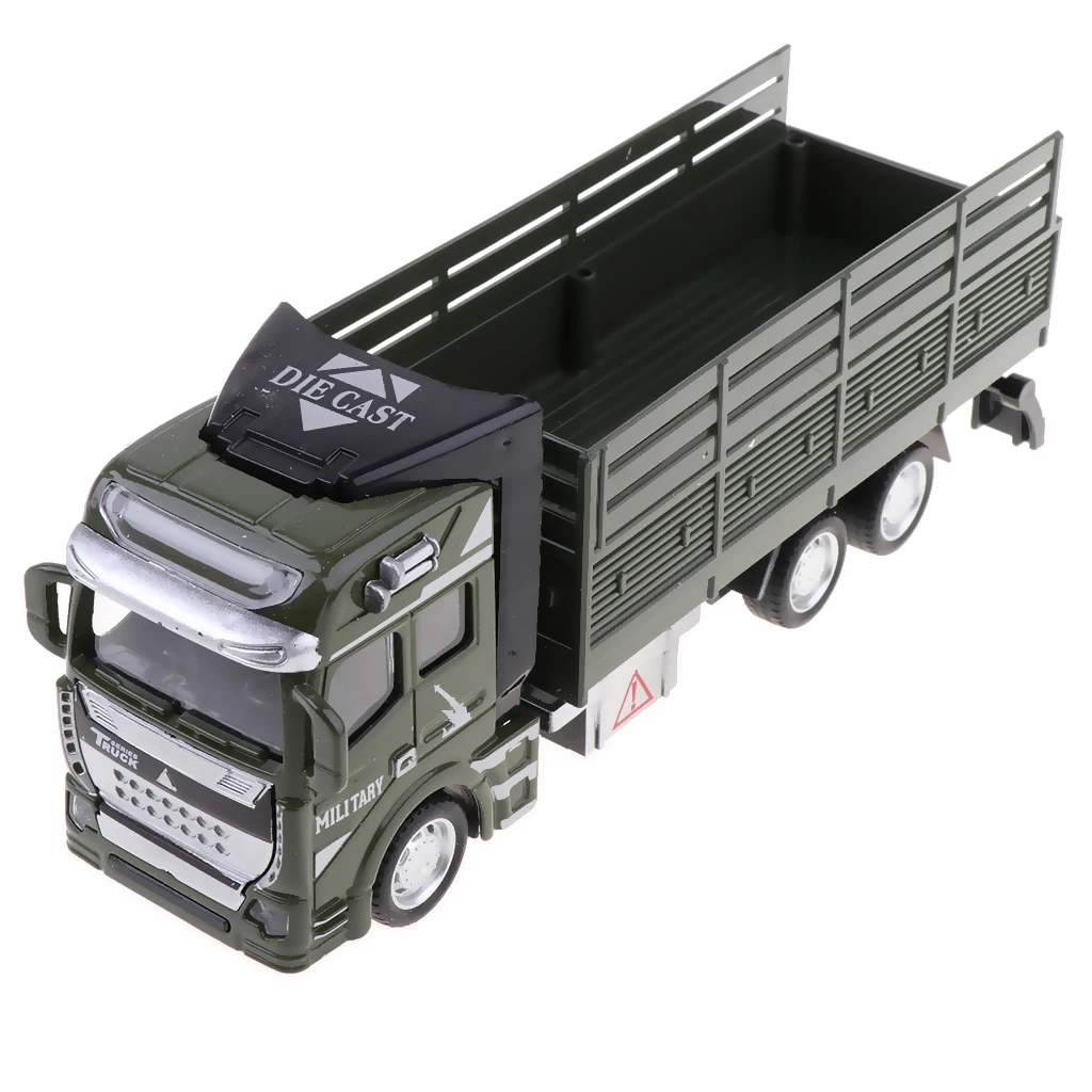 MagiDeal 1/48 Die-cast Alloy Pull Back Military Truck Vehicle Model Kids Toys Army Car Rocket Model Collection 