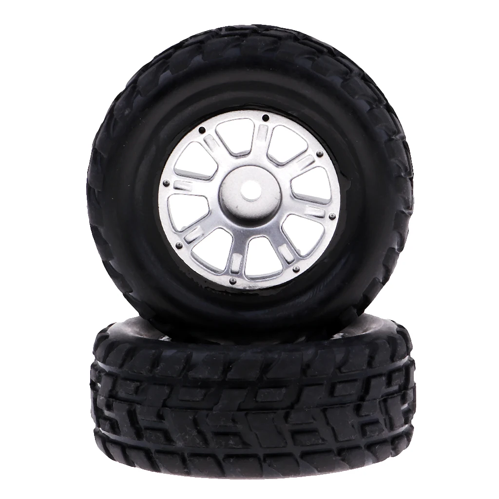 2pcs Plastic Wheel Rubber Tires for WLtoys A949 A959 A969 RC Car Spare Parts