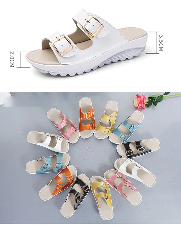 Plardin/женские сандалии с пряжкой; новая обувь из толстой кожи; женские летние пляжные сандалии на платформе с открытым носком; женская обувь