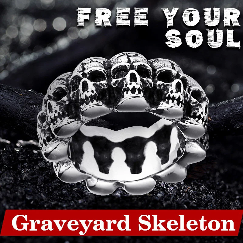 Мужское кольцо с черепом из нержавеющей стали в стиле панк|skull rings for men|skull ringring |