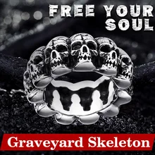 Мужское кольцо с черепом из нержавеющей стали в стиле панк|skull rings