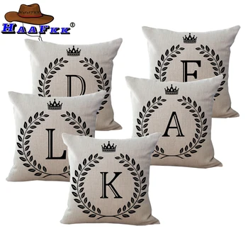 

Crown Letter 43*43cm Cotton Linen Throw Pillow Cushion Cover Car Home Decoration Sofa Decor Decorative Pillowcase