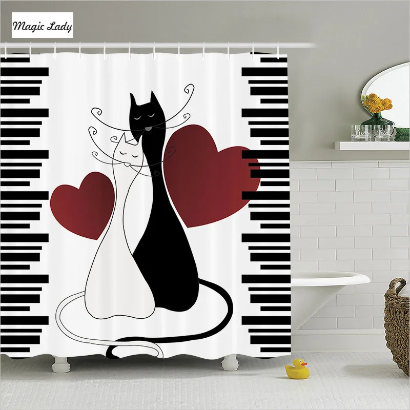 Душа Шторы Cat Аксессуары для ванной комнаты Животные Книги по искусству Collection Love