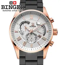 Швейцарские мужские часы люксовый бренд наручные часы фирмы Binger, кварцевые часы полный хронограф из нержавеющей стали Diver glowwatch BG-0407-4