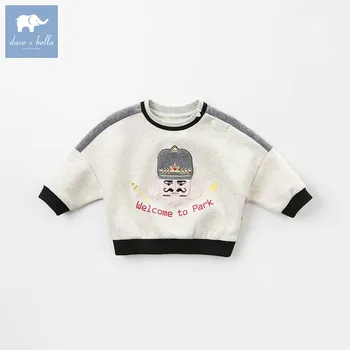 

DBZ6029 dave bella spring baby boys gray printed t-shirt boys handsome top children high quality tees