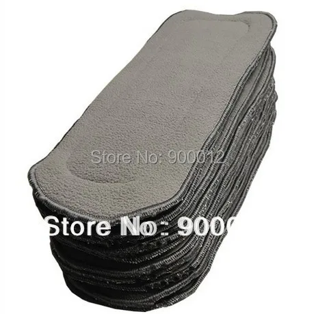 

2015 Free Shipping Charcoal Bamboo inserts with line 200pcs 5 Layers(3+2) Reusable Baby Cloth Diaper pads Nappy Inserts