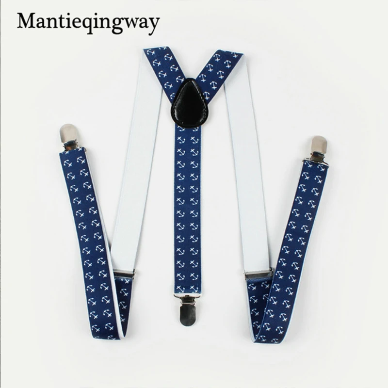 

Mantieqingway Men's Suits Anchors Plaid Suspenders Men Y-shape Clips-on 3 Clip Suspenders Belt Strap Adjustable Shirts Braces