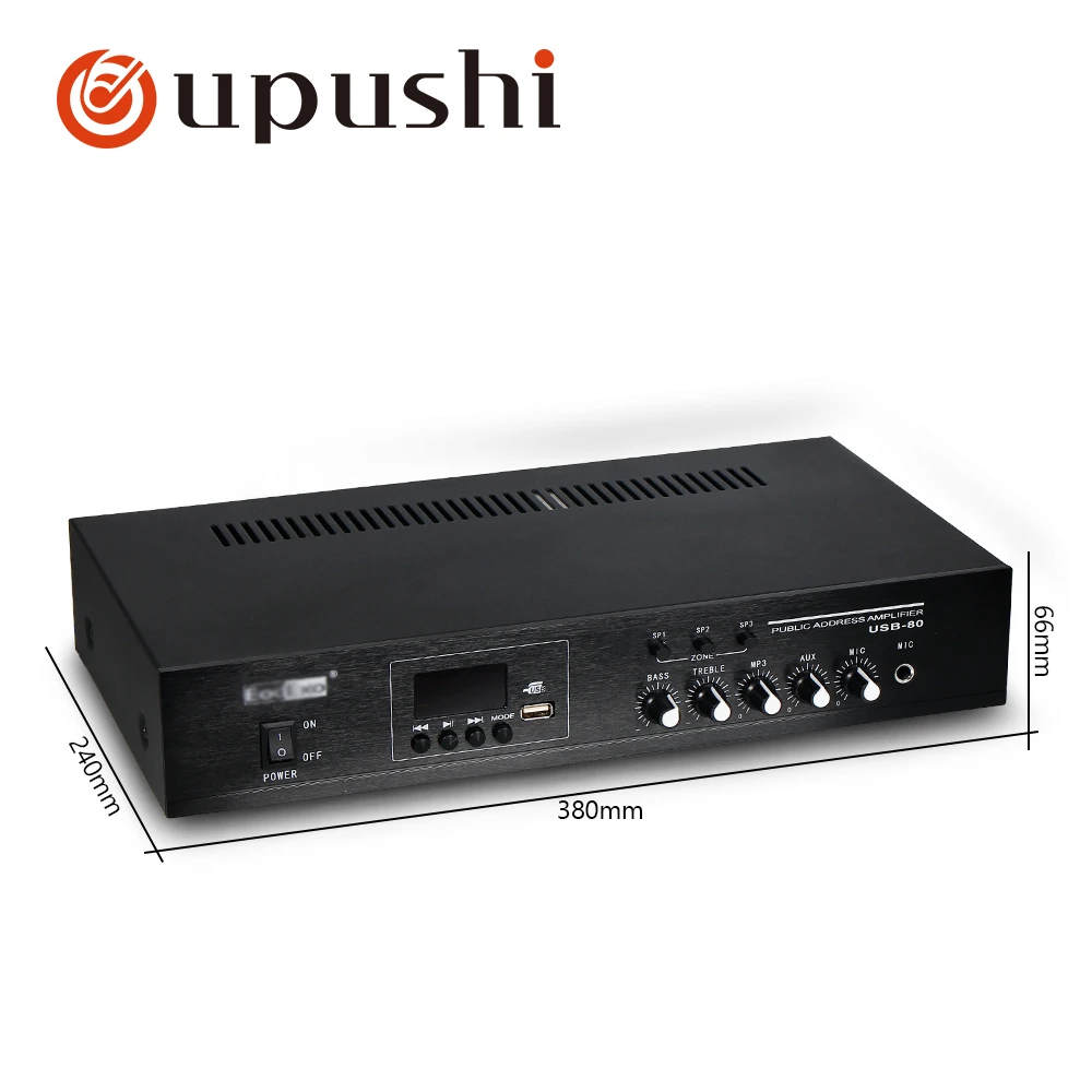 Oupushi PA Bluetooth 3 зоны усилители 80 Вт домашнего использования мини микшер USB усилитель