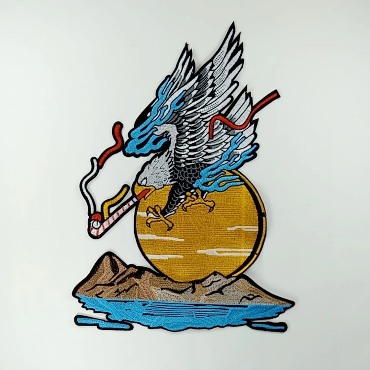 Eagle catching snake applique patches vintage embroidered badge fabric
