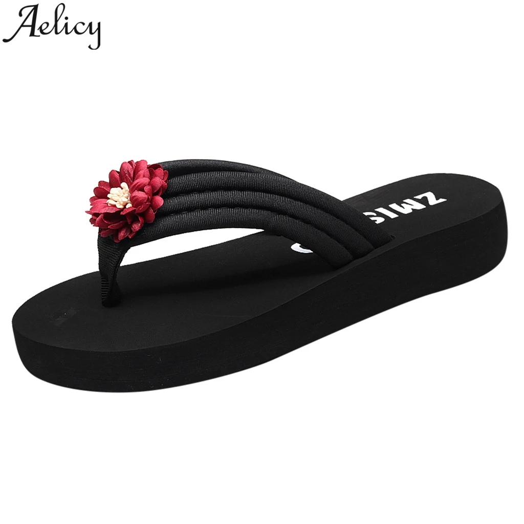 

JAYCOSIN 2019 Women's Summer Bohemian beach shoes Clip Toe Flip Flops Non-Slip Wedges Slippers Beach Shoes Outdoor Trekking