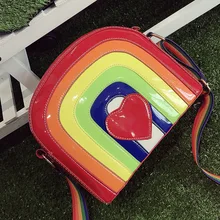 Новая модная женская Радужная сумка через плечо женская красочная милая красная сумка с сердцем Лолита Сумки-мессенджеры