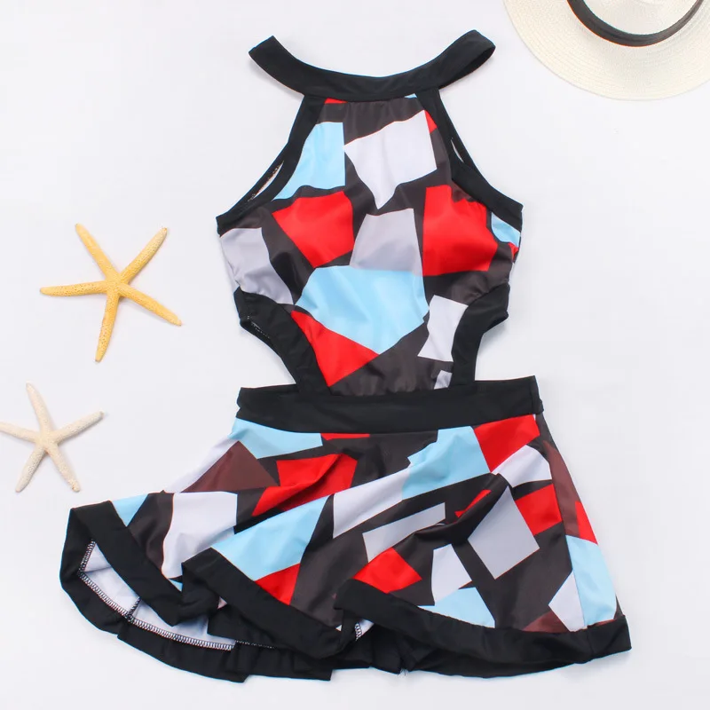 

Korea Women's Swimsuits Beach Sexy Floral Bikinis High Elasticity Women's Swimming Trunks Skirt One Piece Swimsuit for Girls