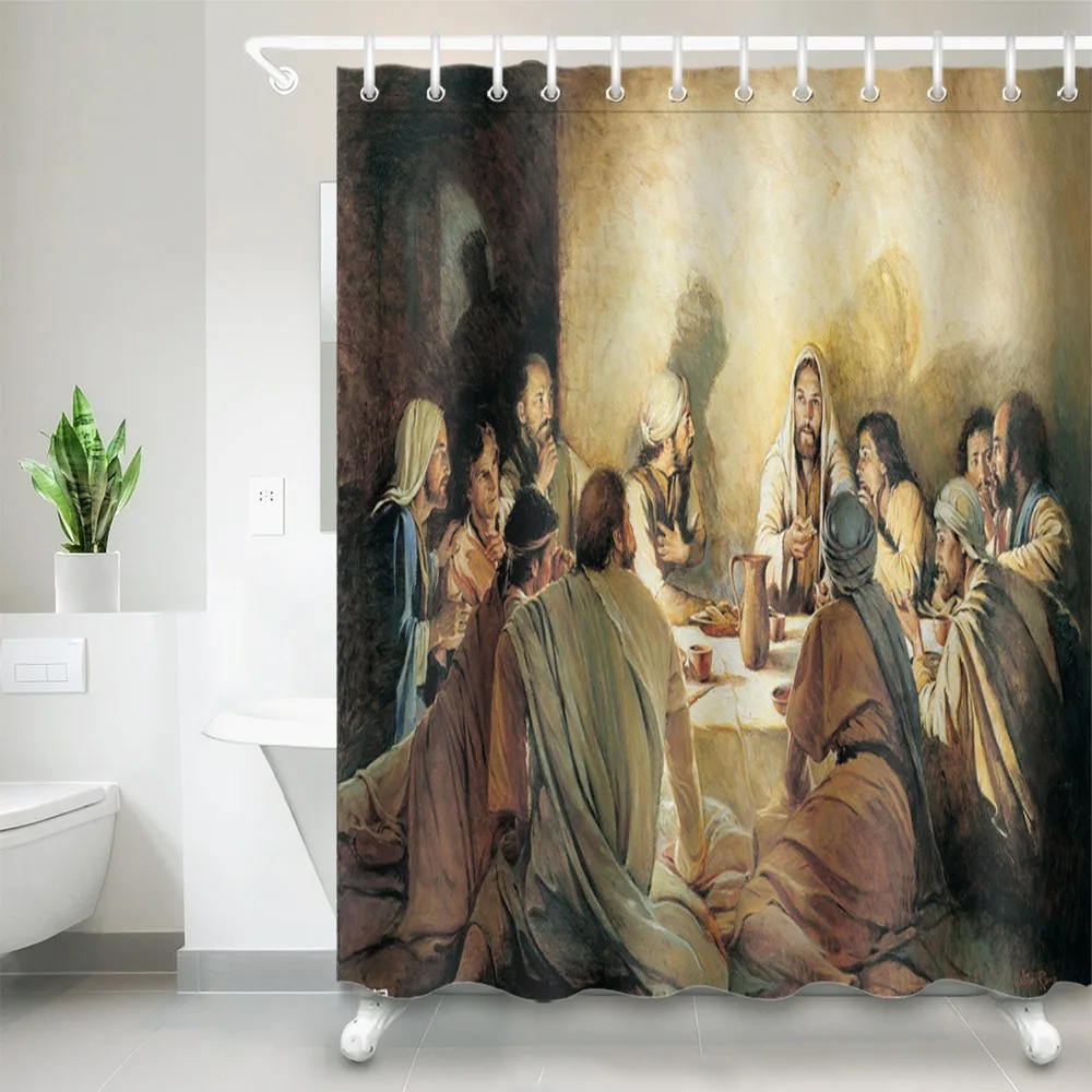 

Jesus Christ And Disciples Shower Curtain Bible Stories Bathroom Waterproof Mildew Resistant Polyester Fabric For Bathtub Decor