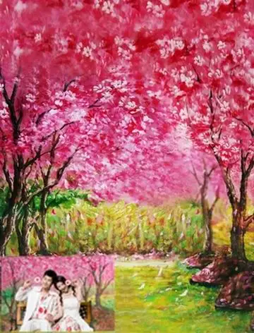Реквизит Фона Винил Cherry Blossom Свадебные Декорации Фон Photo Studio Фотография Окрашен