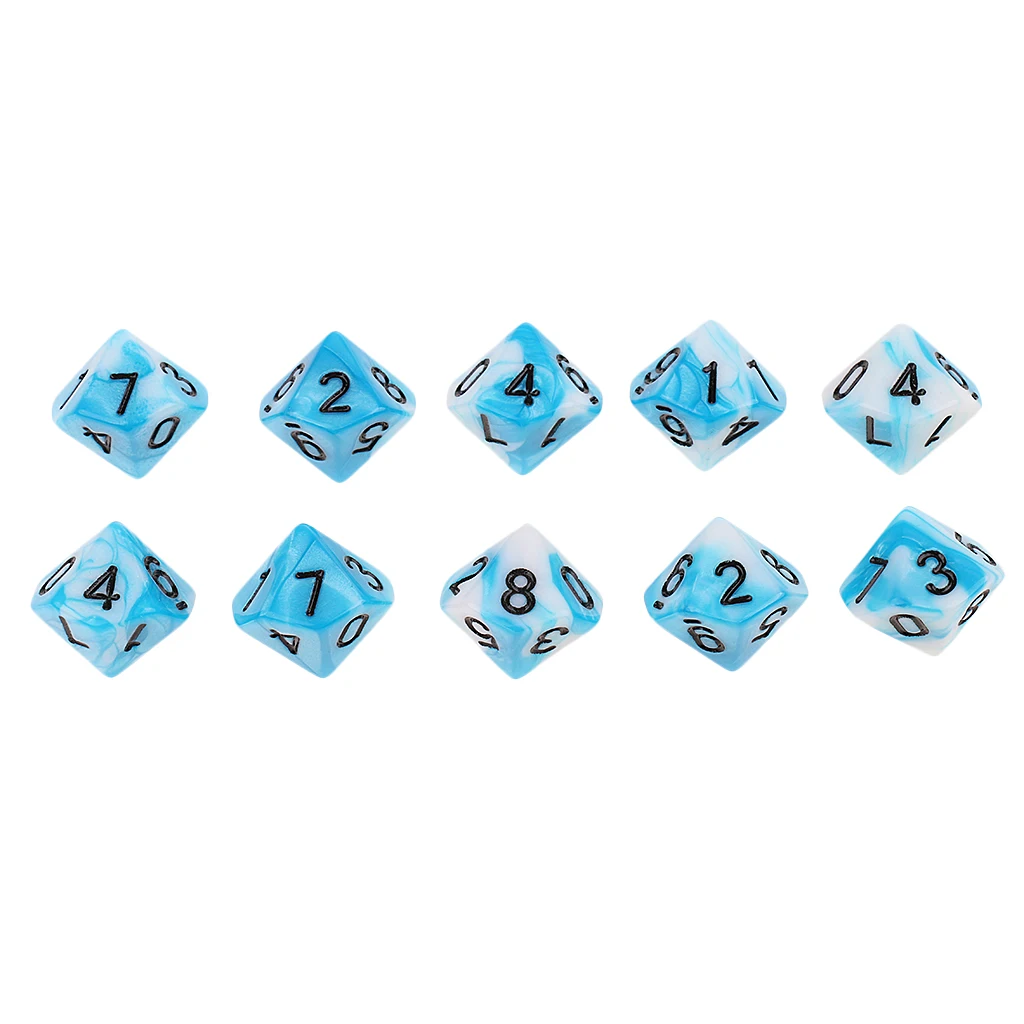 10pcs 10 Sided D10 Polyhedral Dice Double Color for DND RPG MTG Board Game Accessories