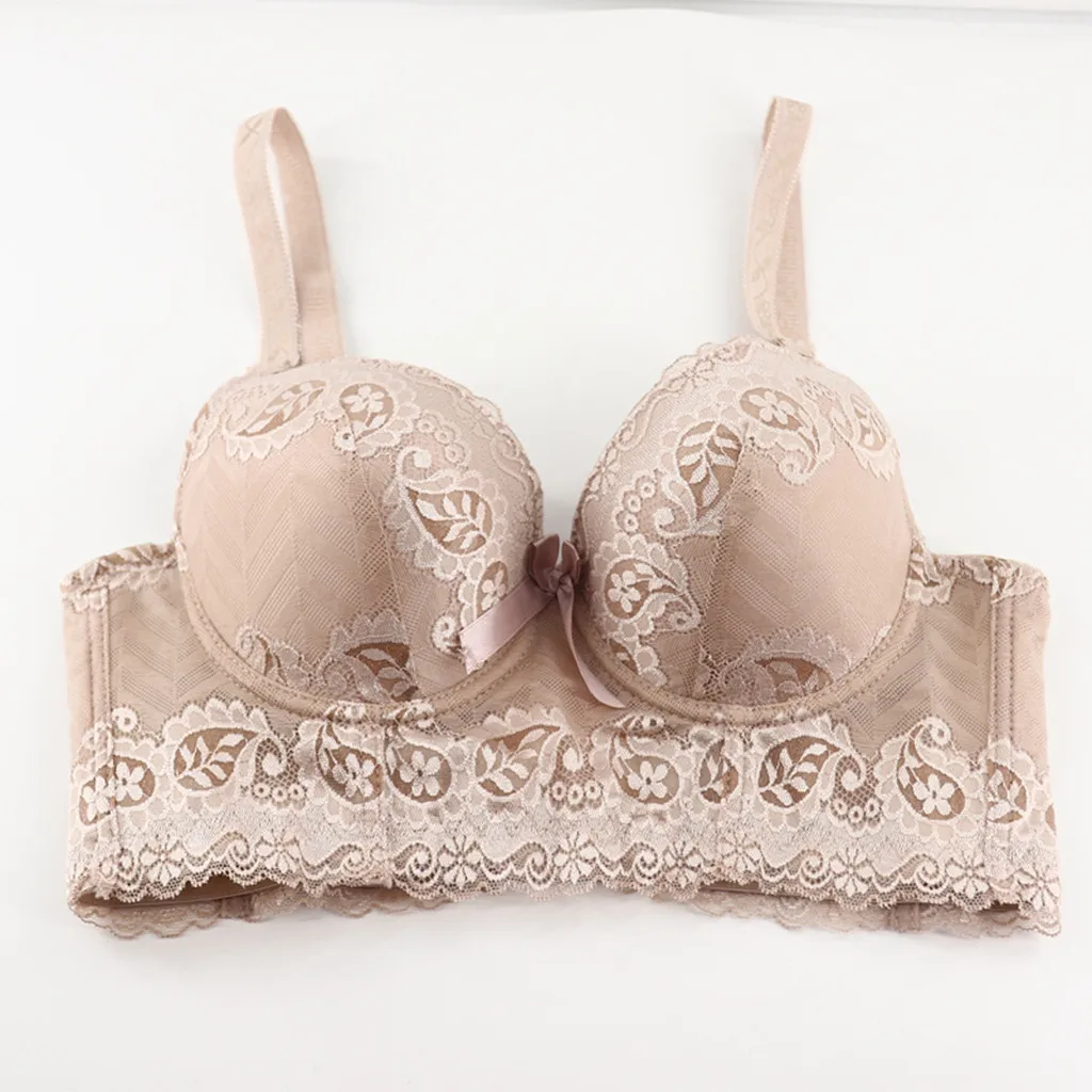 

Women Everyday Bras Femme Brassiere Brasier Mujer Push Up Bra Underwire Cotton Adjusted-straps Back Closure Lace Breast C Cup