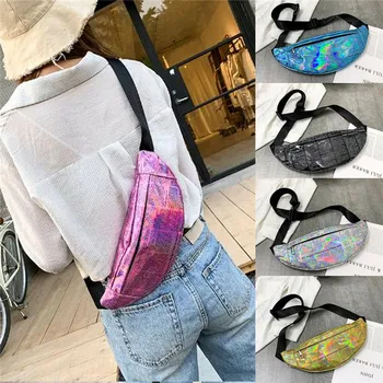 

New Women Fanny Packs PU Letter Print Holiday Travel Waist Pack Money Belt Wallet Glitter Hip Bum Chesft Bag Pouch