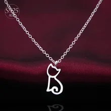 Funky Real. 925 Plata Esterlina Lindo Gato Collar Colgante CADENA de joyería Abierto 18 “GTLX463