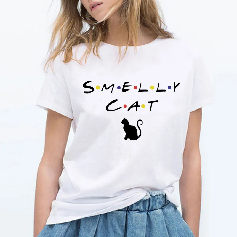 Футболка с котом, женская футболка с принтом ТВ шоу вонючий кот, летняя забавная футболка для девочек и женщин, топ, футболка для друзей