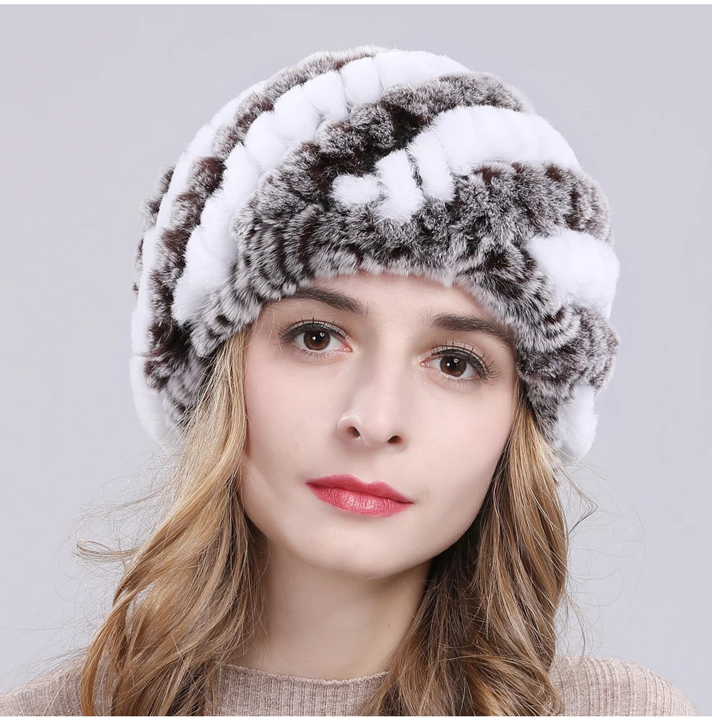 Уличная зимняя хорошая эластичная шапка из натурального меха, женские вязаные меховые шапочки из натурального кролика Рекс, теплые мягкие шапки из натурального меха