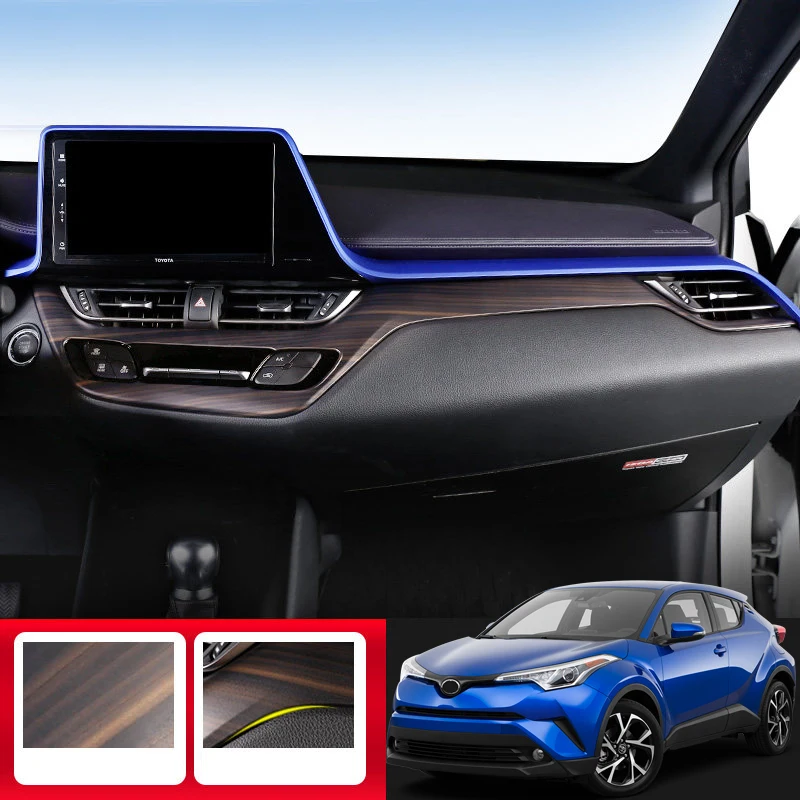For Toyota C-HR CHR Blue Accessories Interior Car Front Bottom Middle Console Strip Decora Cover Trim 2PCS