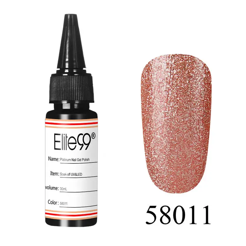 58011 Elite99 30 мл Bling Platinum ногтей художественный Гель-лак для ногтей замачиваемый дизайн ногтей Светодиодный УФ Гель-лак для Ногтей Сияющий Блеск DIY ногти гель лак - Цвет: 58011