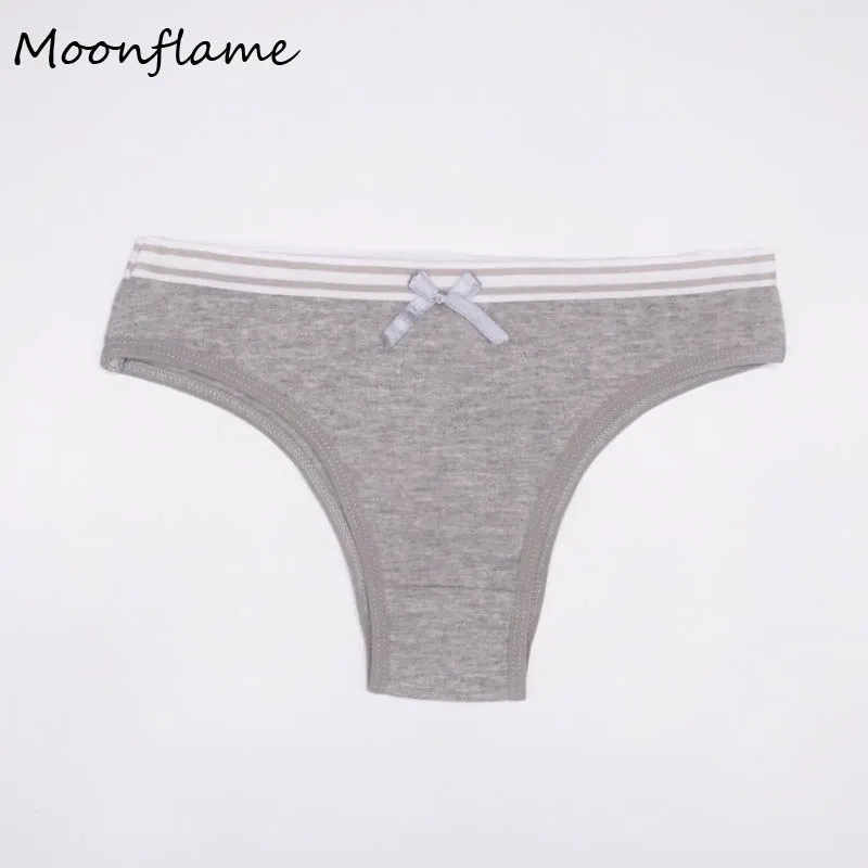 Moonflme 3 pcs/lots Solid Color Ladies Cotton Bikini Women Panties M L XL 89156