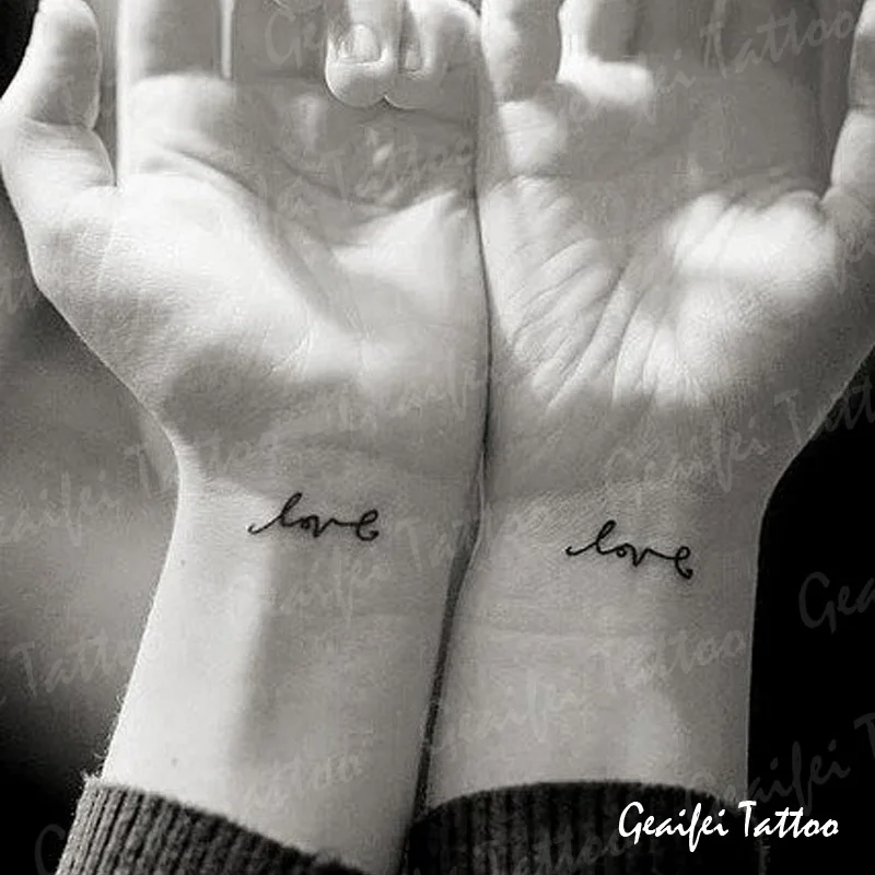 Couple Temporary Tattoos Men Women Small Black Blue Love Tattoo Stickers Waterproof Environmental Handwritten Letters Alphabettattoo Stickers Waterprooftattoo Stickertemporary Tattoos Men - Aliexpress
