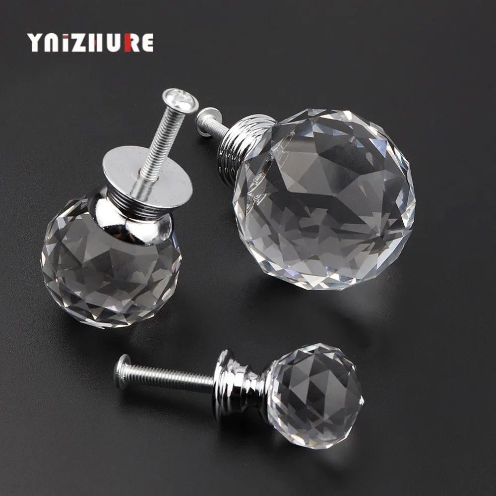 YNIZHURE 20-40 мм Хрустальный шар дизайн, прозрачный, Кристальный стеклянные ручки для шкафа выдвижной ящик для кухонного шкафа ручки для шкафа фурнитура