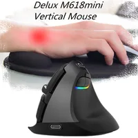 מחשב נייד Delux M618 מיני BT 2.4GHz אלחוטי ארגונומי אנכית מאוס 6 לחצן 1600 DPI מחשב סוג C עכברים עבור Windows מחשב נייד (5)