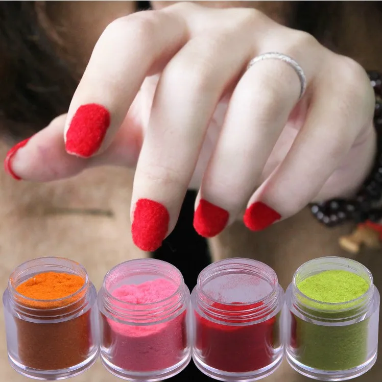 

ONE PIECE New 18 Colors Fashion Nail Decoration Fuzzy Flocking Velvet Nail Powder For Nail Art Tips L4B147