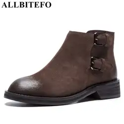ALLBITEFO/натуральный натуральная кожа зимние женские ботинки модный бренд Обувь на высоком каблуке ботильоны высокого качества для девочек