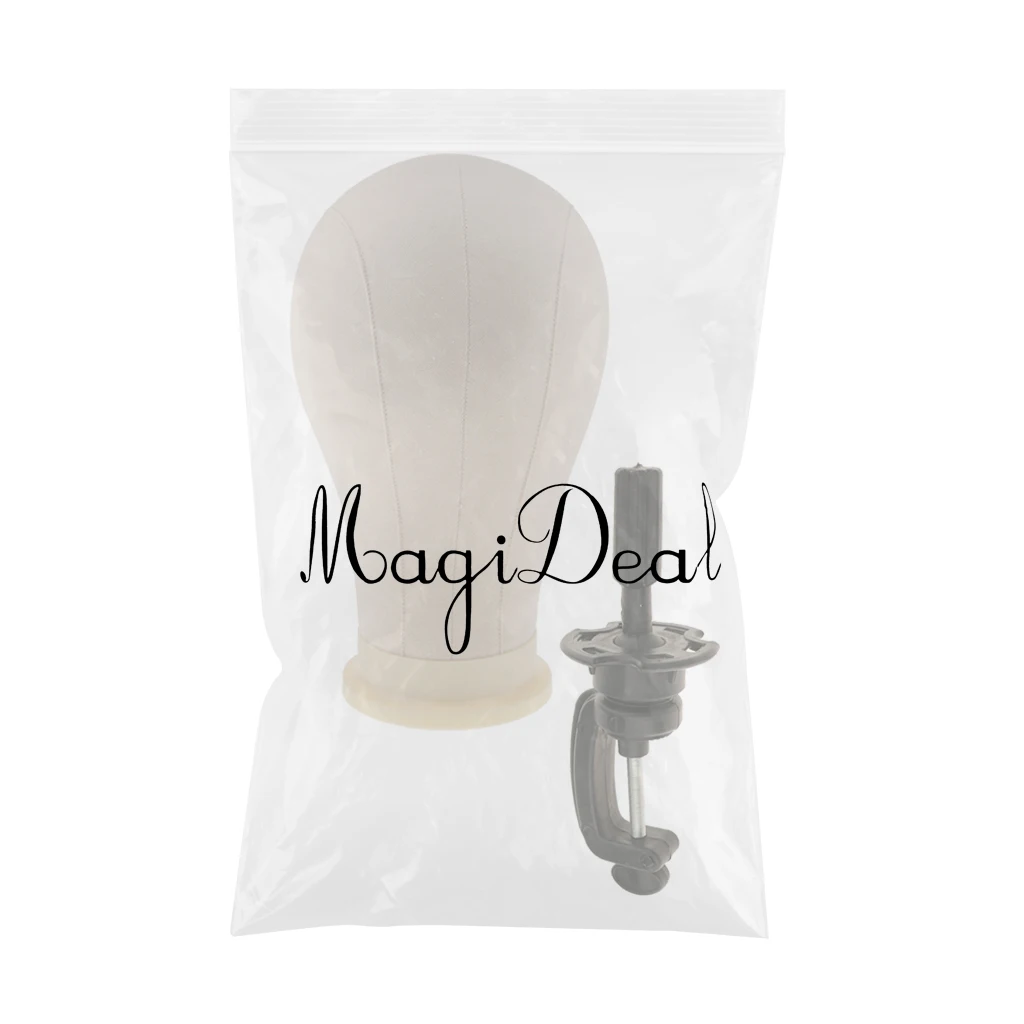 Dummy 23'' Canvas Cork Block Mannequin Manikin Head w/ Adjustable Rotatable Clamp Hair Wigs Making Caps Hat Display Stand Holder