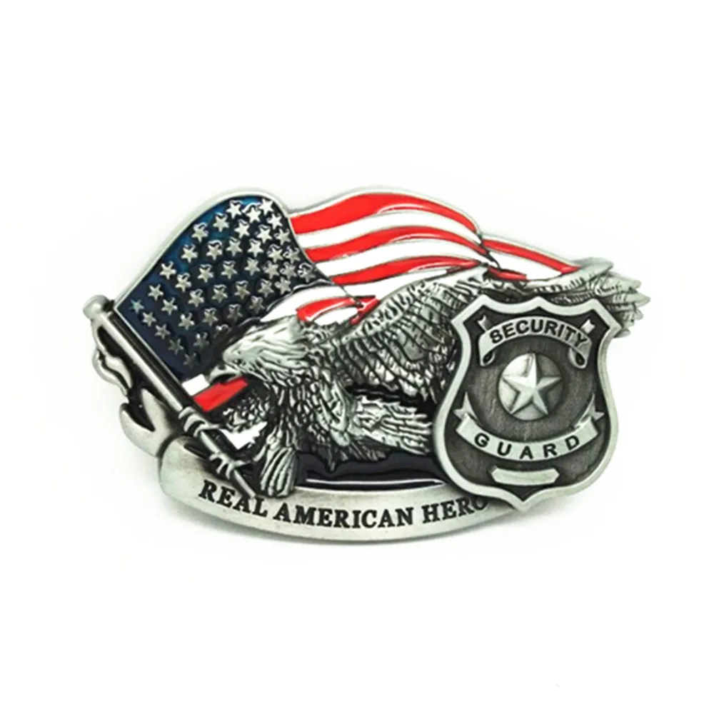 

Belt Accessories Security guard real American hero American Flag Eagle metal belt buckle