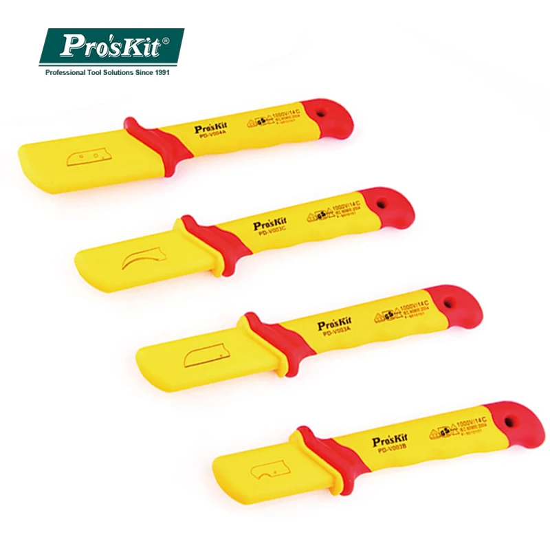 

Pro'sKit 1000V Insulated Straight Blade Cable Knife Hook Blade Sickle Blade Cable Knife With Protective Cap