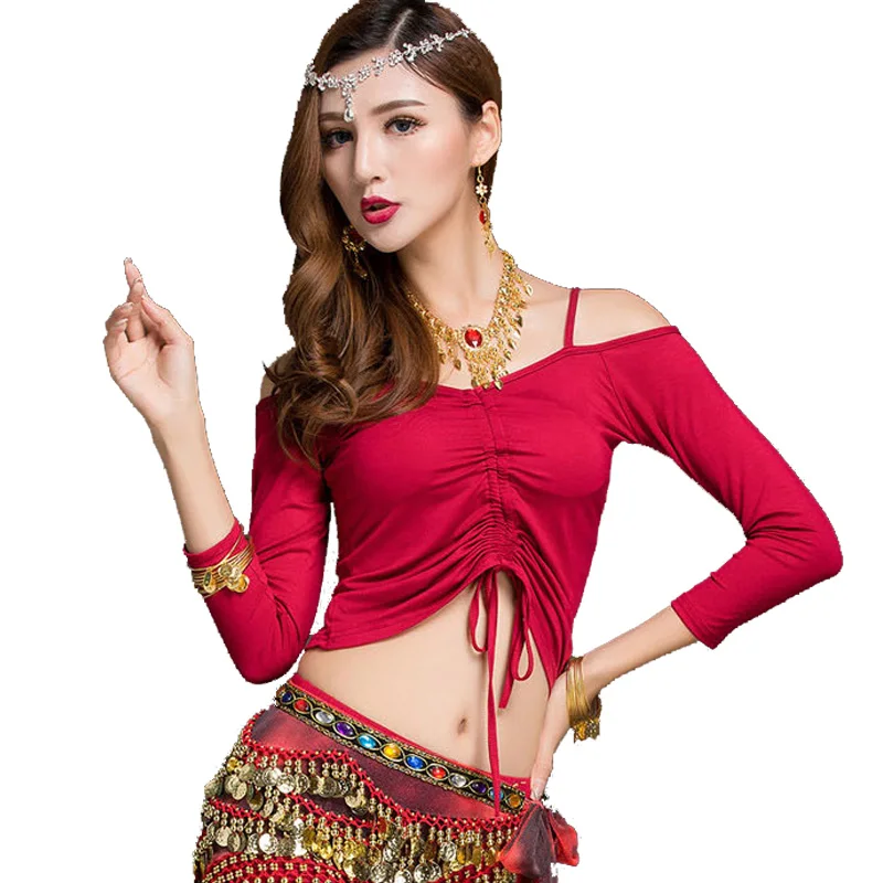

5 Colors Belly Dance Top For Women Long Sleeve Bollywood Training Clothes Slim Bellydance Tops Oriental Dancing Outfits DC1784
