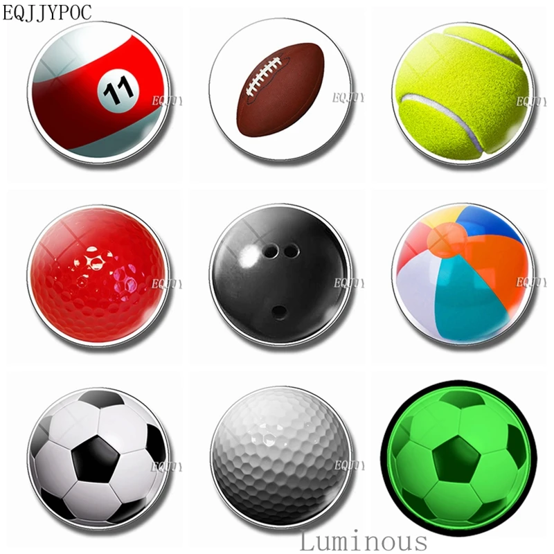 

Luminous Fridge Magnet for Kids Glass Football Tennis Table Rugby Golf Ocean Ball Refrigerator Magnets Chian Lovely Home Decor