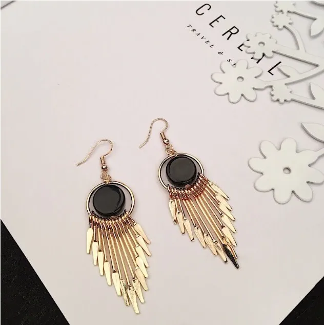 

2018 new tassel pendant earrings gold retro long tassel earrings for female party birthday gift free shipping