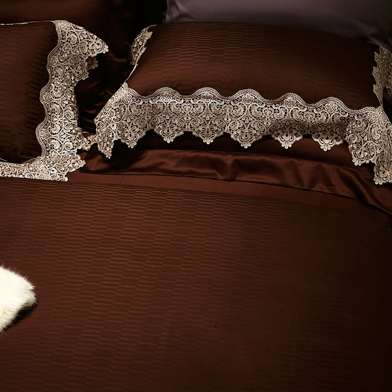 Роскошный 600TC Египетский хлопок Нежный кружевной комплект постельного белья жаккардовый пододеяльник наборы простыня наволочки queen King Размер 4 шт