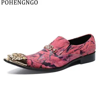 

Italian Luxury Men's Loafers Genuine Leather Gold toe Men Business Oxford Shoes 2020 New Floral Print Men Wedding Formal Shoes