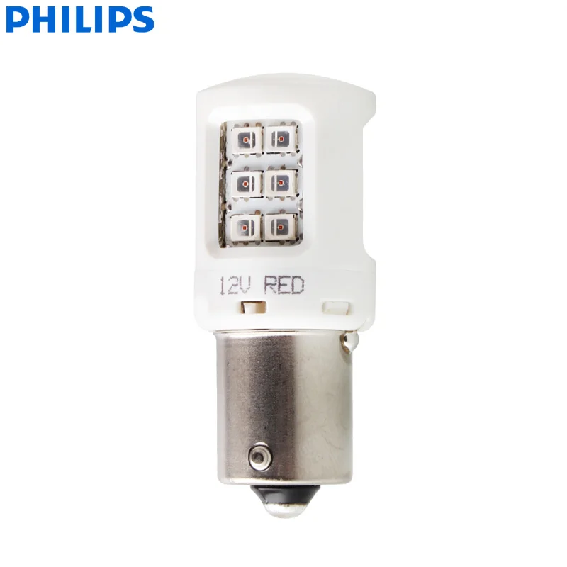 Philips Ultinon светодиодный S25 P21W BA15s 12V 11498ULRX2 красный цвет указатели поворота Стоп-светильник лампы заднего хода противотуманный светильник(двойная упаковка