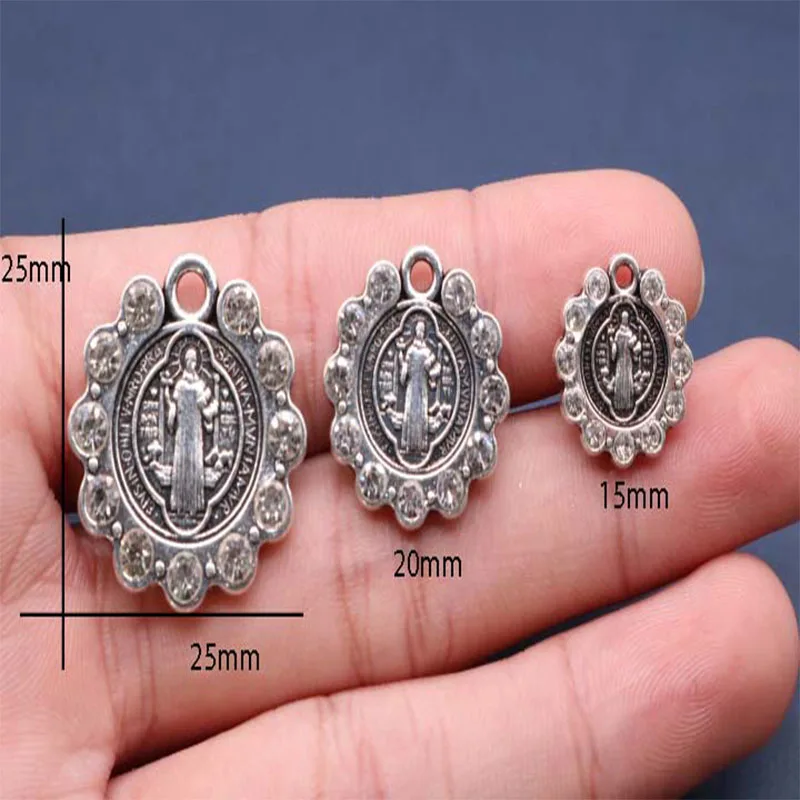 

30 pieces / religious vintage silver Saint Benedict Medal. Zinc alloy vintage silver Saint Bendrick medal.