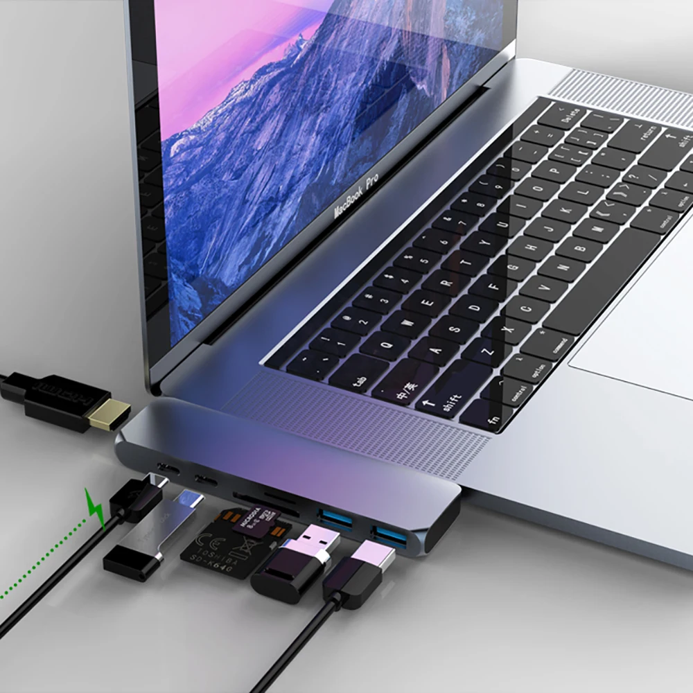 Двойной USB 3 1 Type C концентратор к HDMI адаптеру 4K Thunderbolt с Hub 0 MicroTF SD слот PD для MacBook Pro